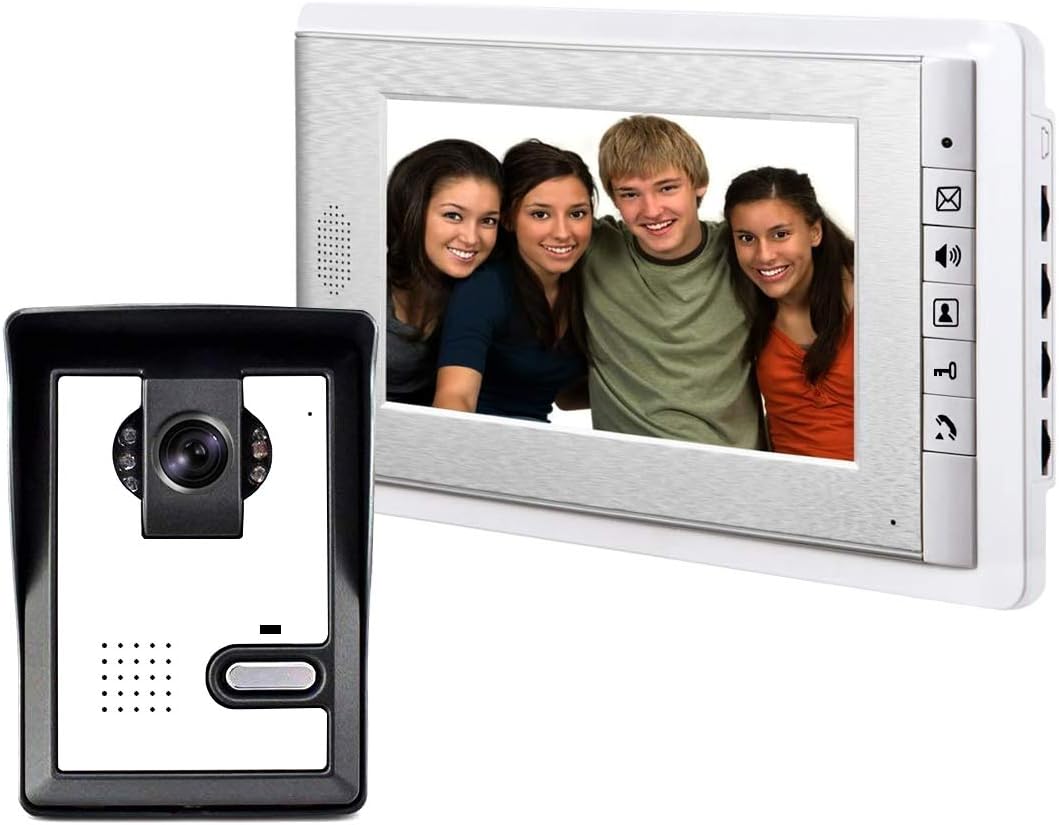 Wired Video Intercom Doorbell System 7 Inches LCD Monitor 1-IR Camera 1-Color Screen H322