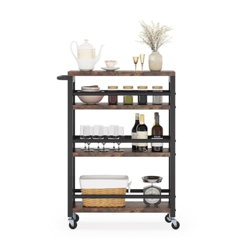 Black 4-Tier Slim Rolling Storage Cart I4923