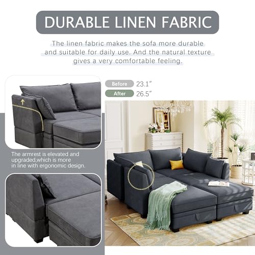 Beige Chenille 2 Piece L-Shape Modular Sectional Sofa I306