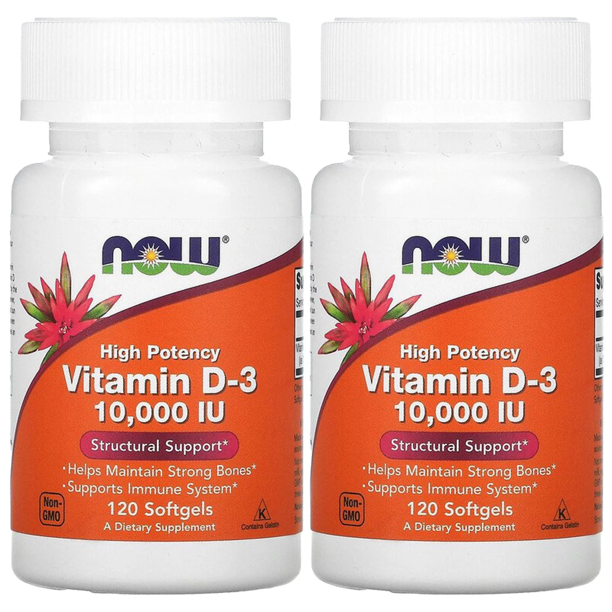 High Potency Vitamin D-3, 10,000 IU, 120 Softgels, 2 Pack L652034