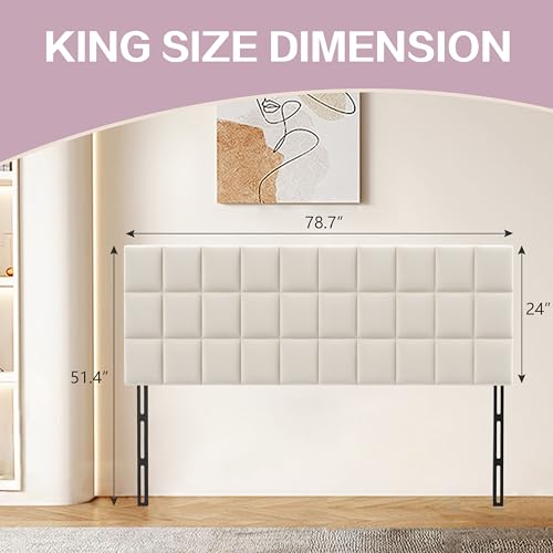 Velvet Upholstered Headboard for King Size Bed H180281