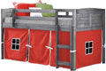 Twin Antique Grey Low Loft Bed with Tent S566