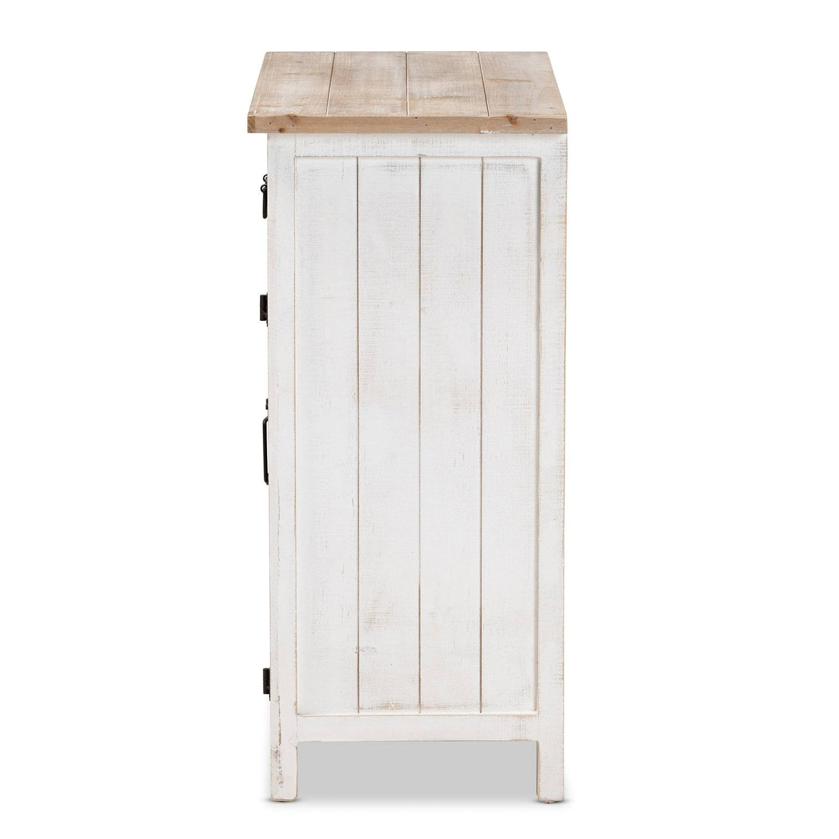 White and Oak Brown Wood 2-Door Storage Cabinet R161
