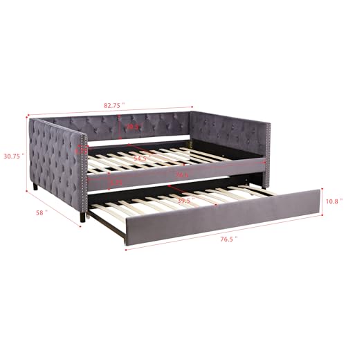 Beige Velvet 1-Seater Convertible Sofa Bed H3679
