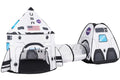 White Rocket Ship Pop up Play Tent with Tunnel and Playhouse Kids Indoor Outdoor Spaceship Tent Set G116