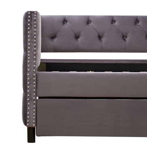 Beige Velvet 1-Seater Convertible Sofa Bed H3679