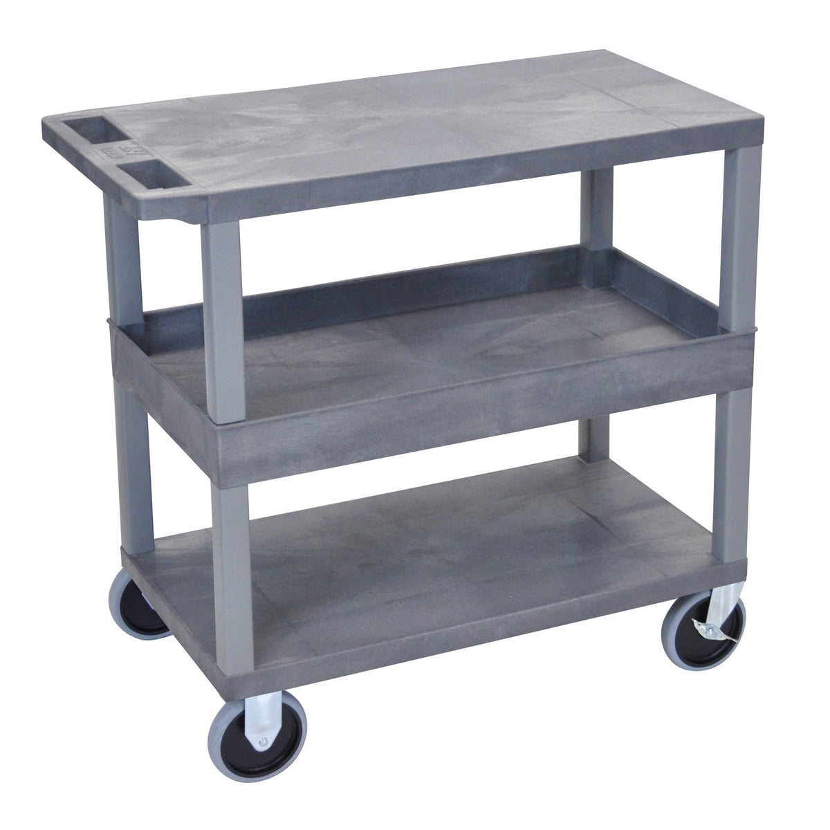 18 inch x 32 inch Cart with 2 Flat/1 Tub Shelves, Gray I34010