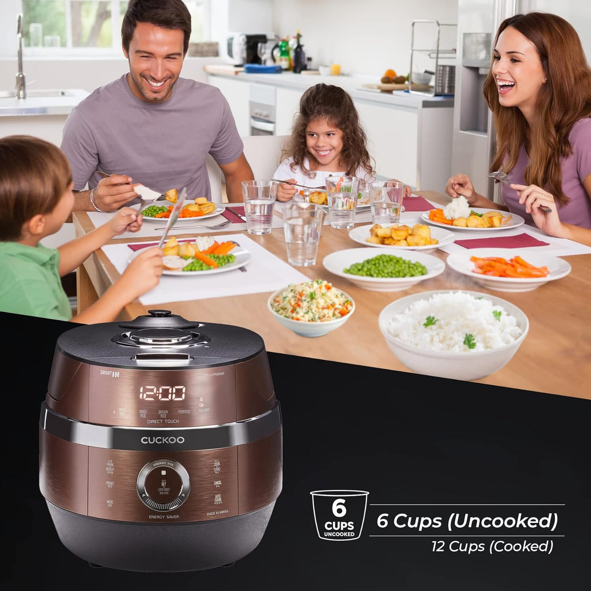 6-Cup Induction Heating Pressure Rice Cooker, Copper (Renewed) C314