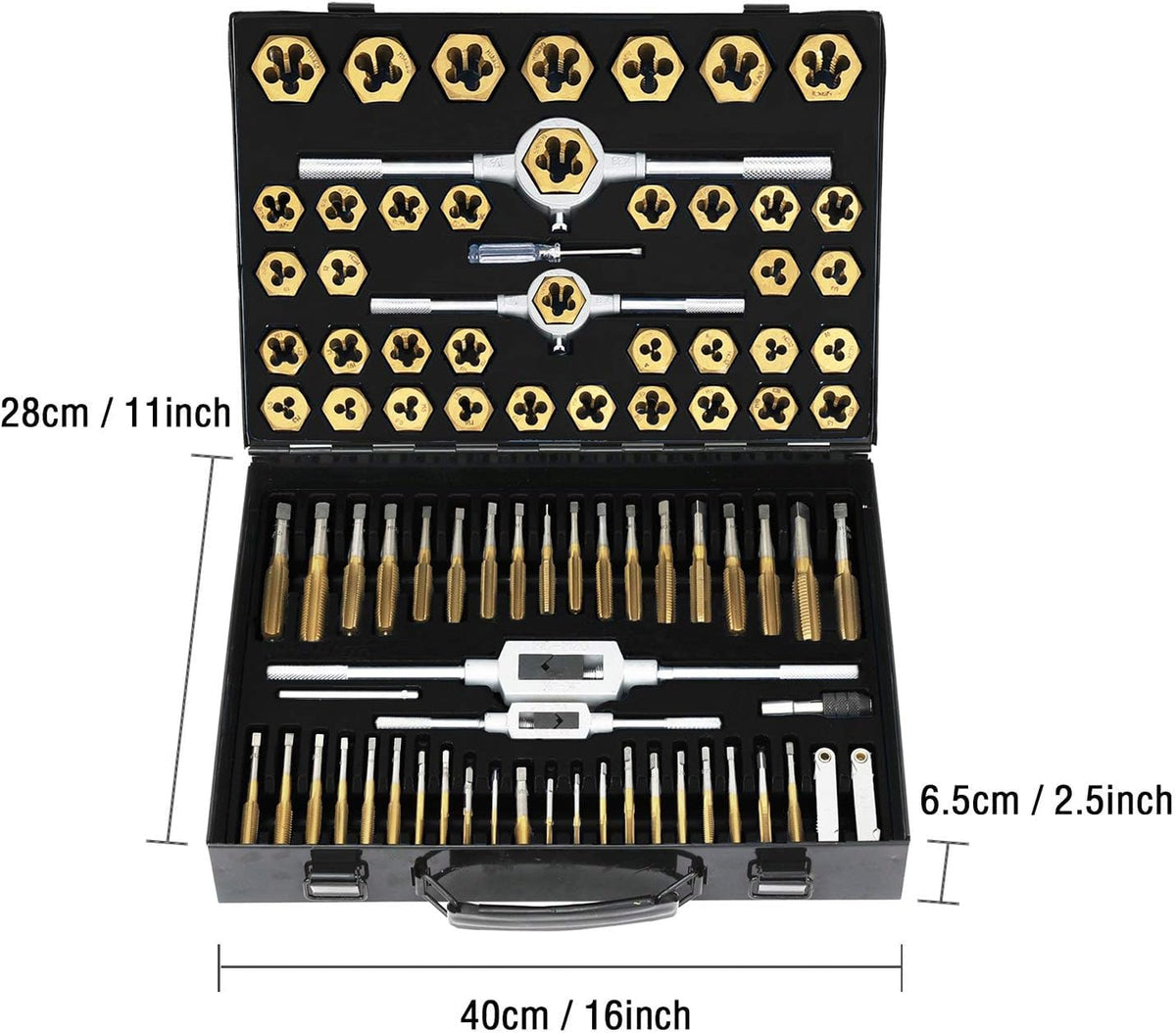 86 Piece Metric and SAE Titanium Coated Tap and Die Set with Metal Carrying Case K6960