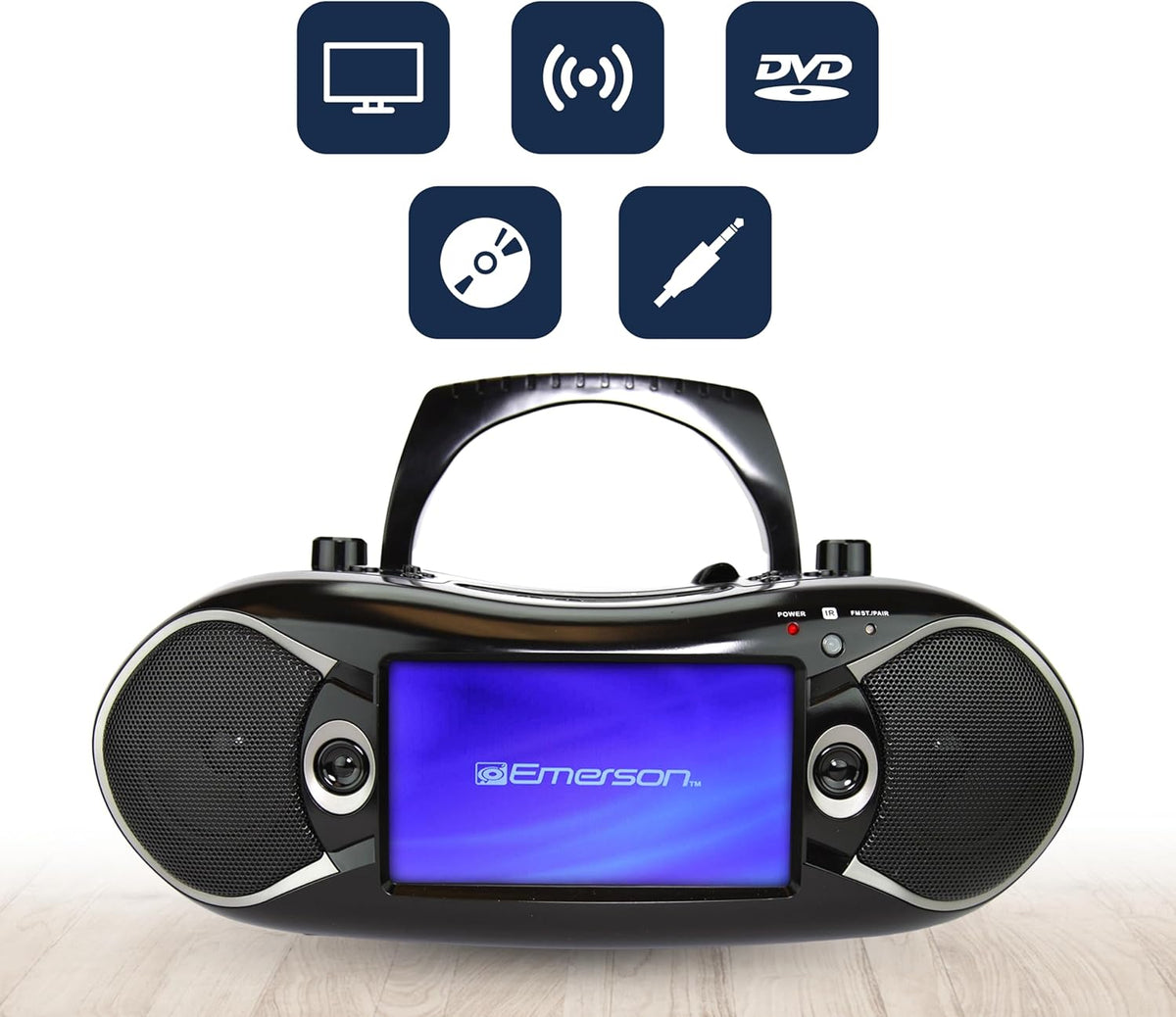 Black 7" Bluetooth DVD Boombox with AM/FM Radio L410123