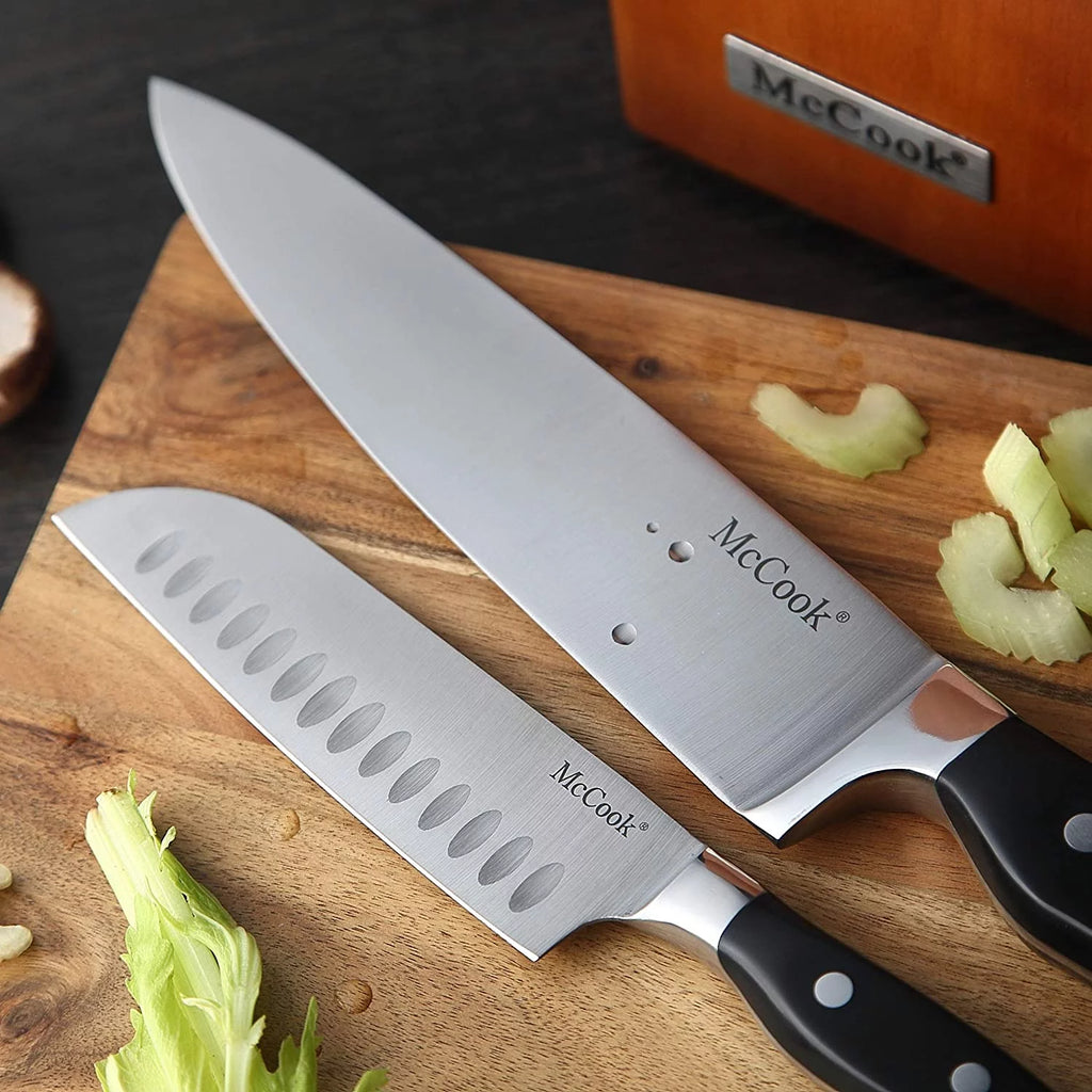 15 Pieces Kitchen Knife Block Set with Built-in Sharpener U42461