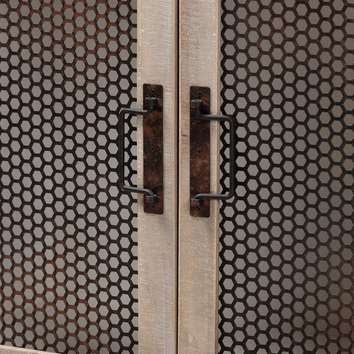 White and Oak Brown Wood 2-Door Storage Cabinet R161
