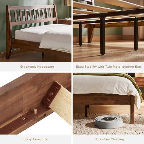 Queen Solid Wood Platform Bed Frame with Headboard O5783