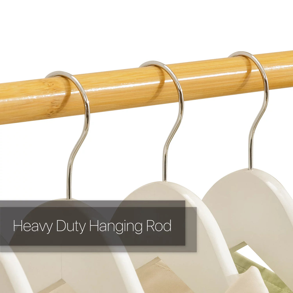Bamboo 2 Drawers Coat Pants Rack Wardrobe B938413
