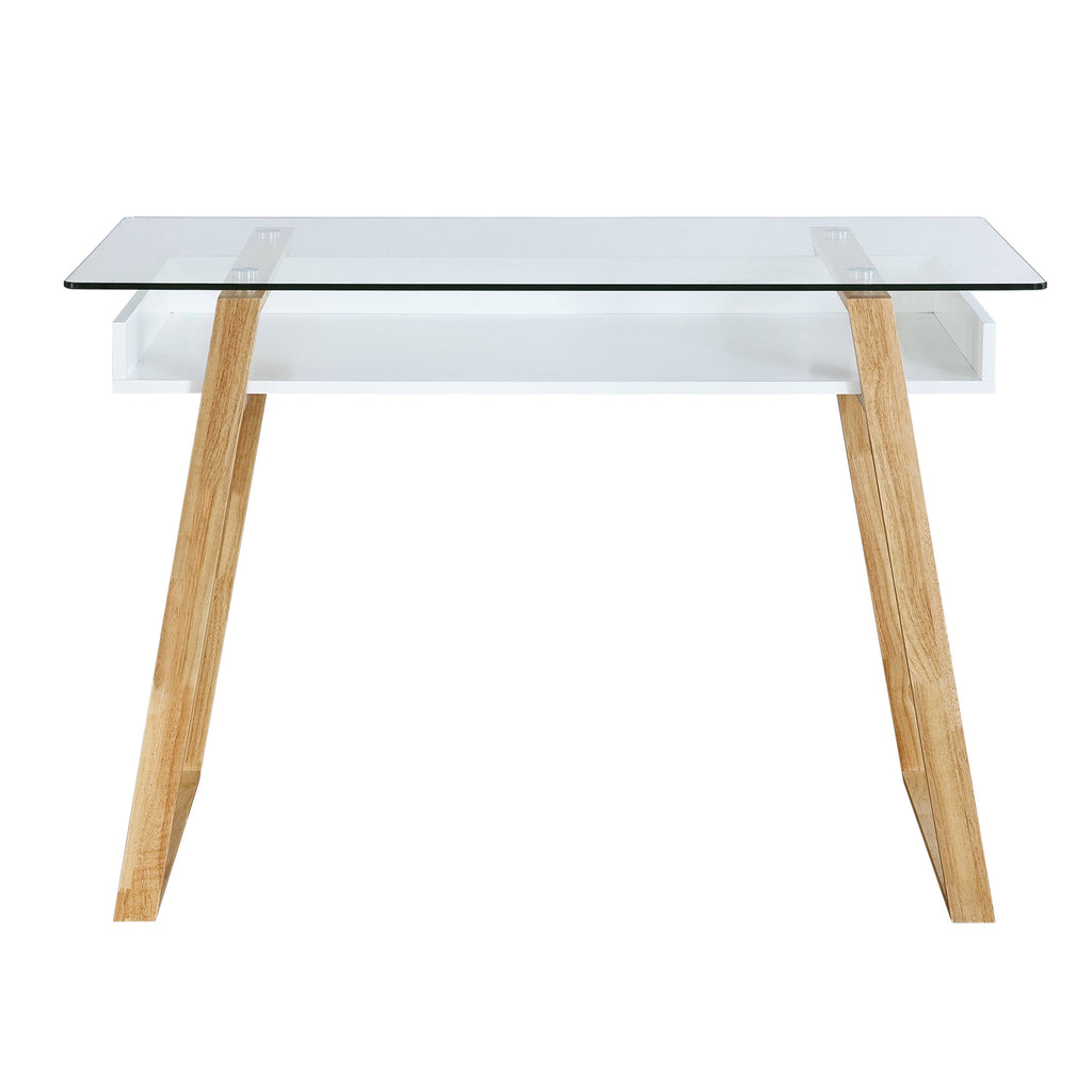 Glass Top Desk Natural Wood Finish L866390