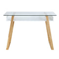 Glass Top Desk Natural Wood Finish L866390