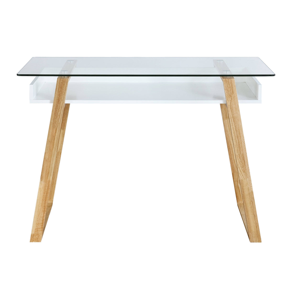 Glass Top Desk Natural Wood Finish L866390