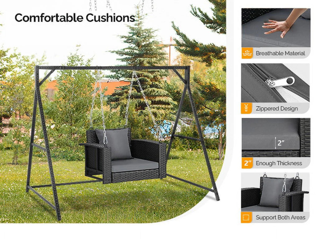 Black Rattan Swing Chair F501086