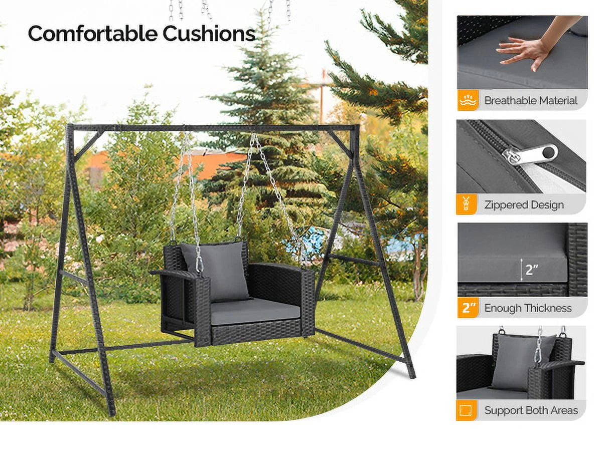 Black Rattan Swing Chair F501086