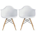 White Eiffel Dining Chair with Natural Wood Legs G1111