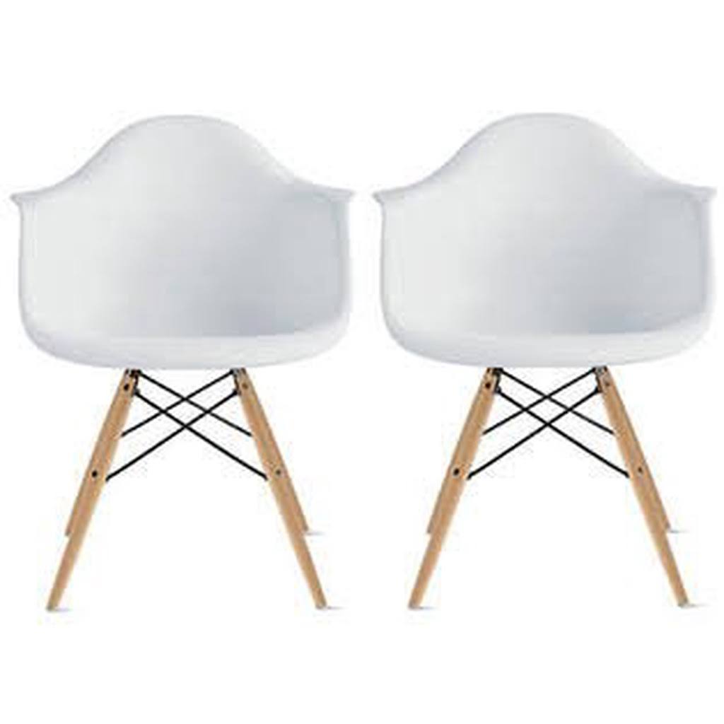 White Eiffel Dining Chair with Natural Wood Legs G1111
