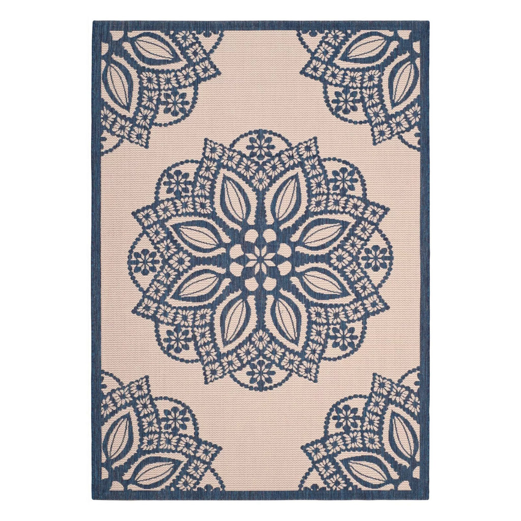 Beige Black Medallion Indoor Outdoor Area Rug Y24353