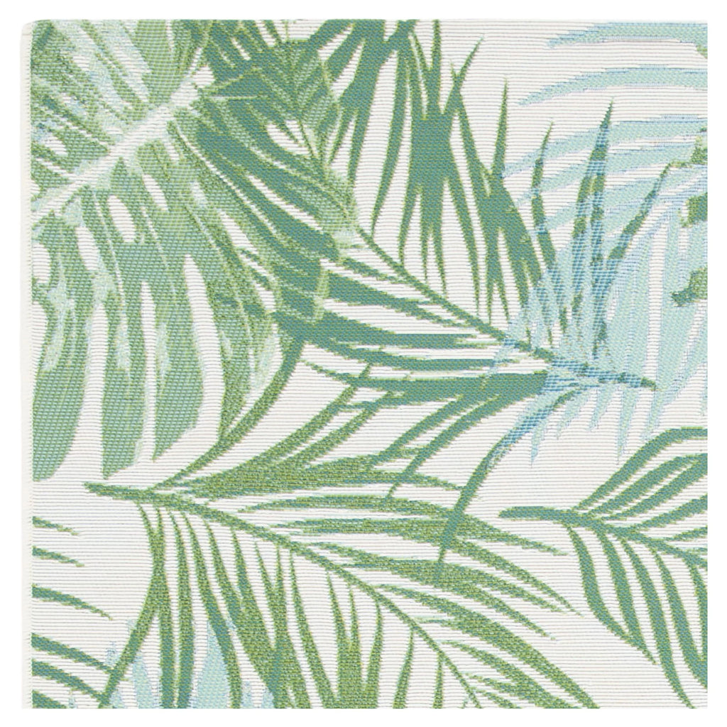 Green/Teal Tropical Palm Leaves Outdoor Area Rug T735