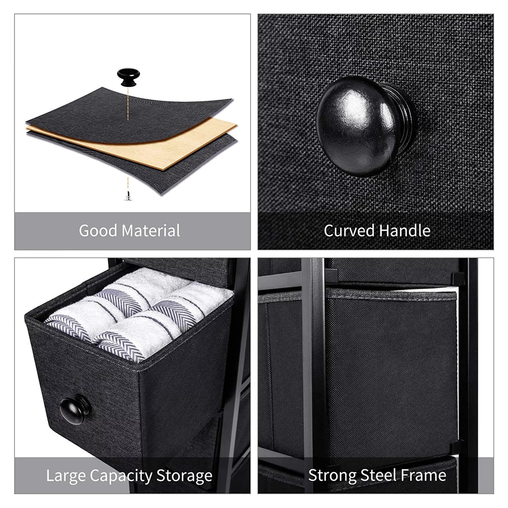 Black Grey 4 Drawer Narrow Dresser V713146