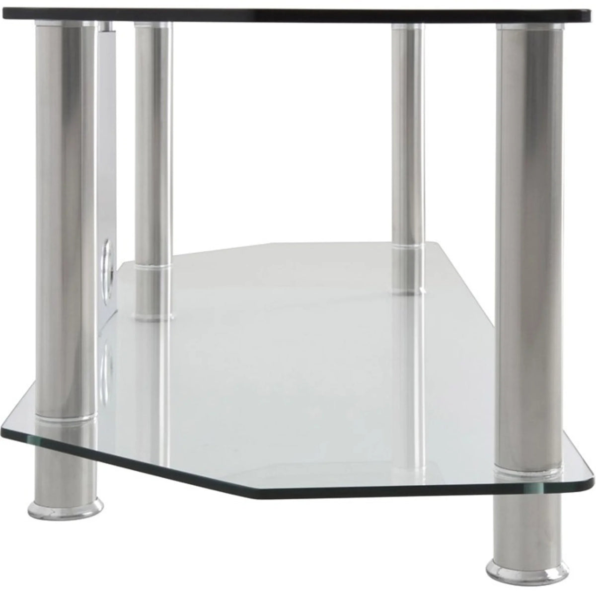 Black Corner Glass TV Stand with Cable Management L777383