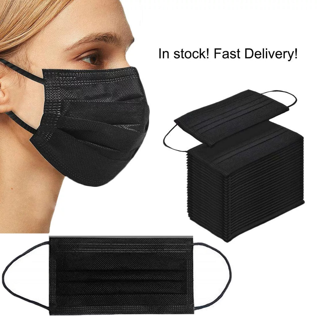 2000 Pack Black 3 Ply Disposable Face Masks F544901