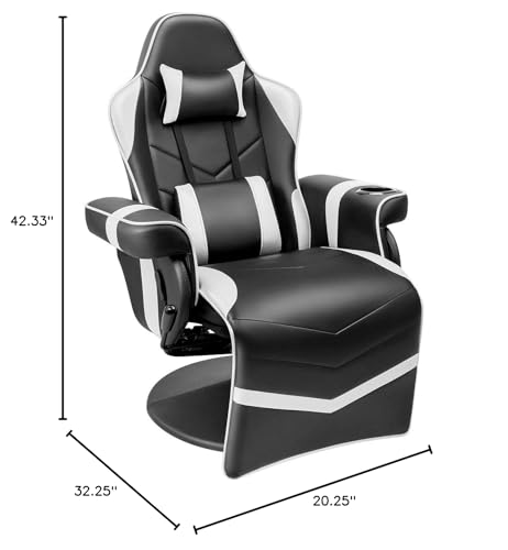 Black Pu Leather Ergonomic Reclining Gaming Sofa Chair with Footrest A718