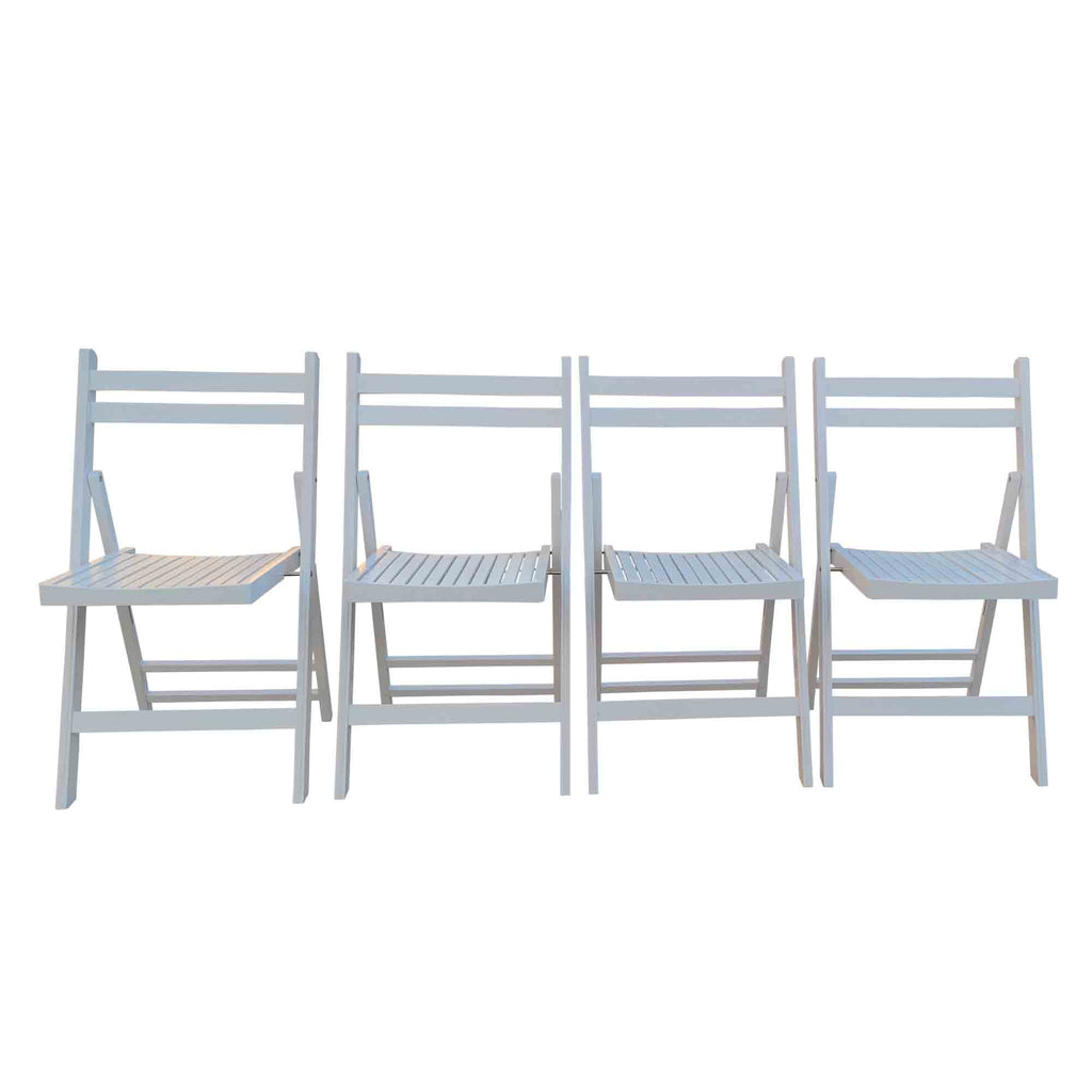 Chaises pliantes en bois à lattes, Blanc, lot de 4 G918580