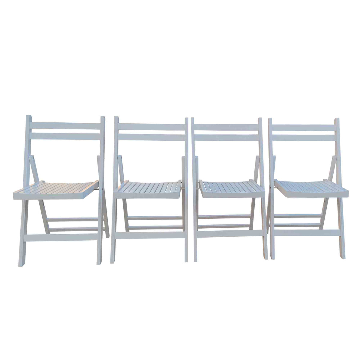 Chaises pliantes en bois à lattes, Blanc, lot de 4 G918580