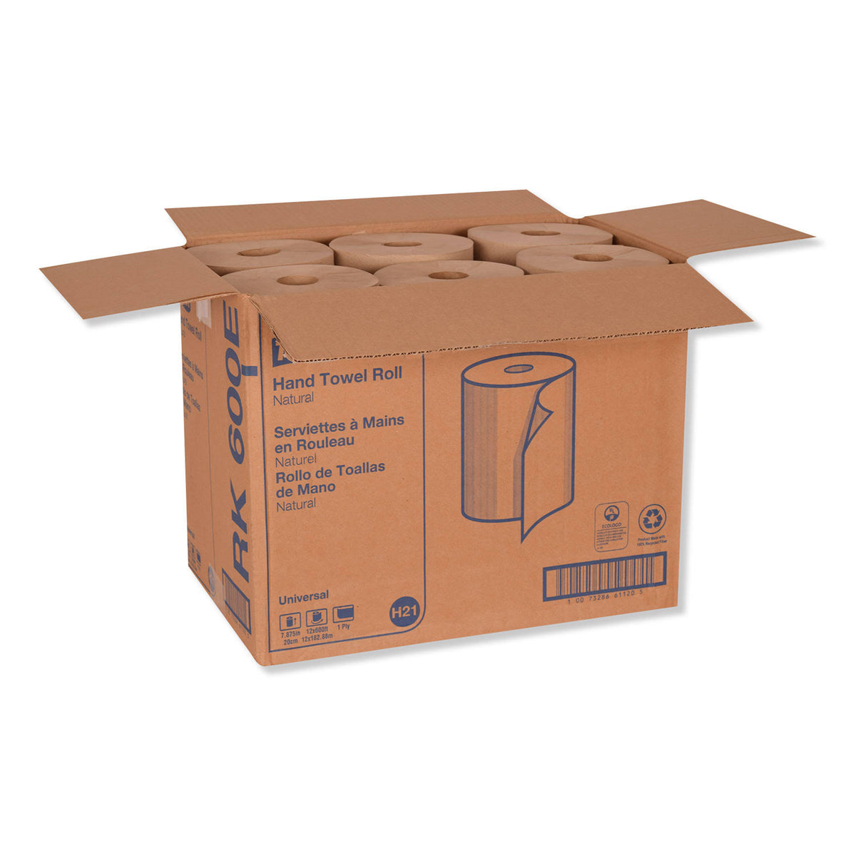 Natural 1-Ply Hardwound Roll Towel, 12/Carton Z4199