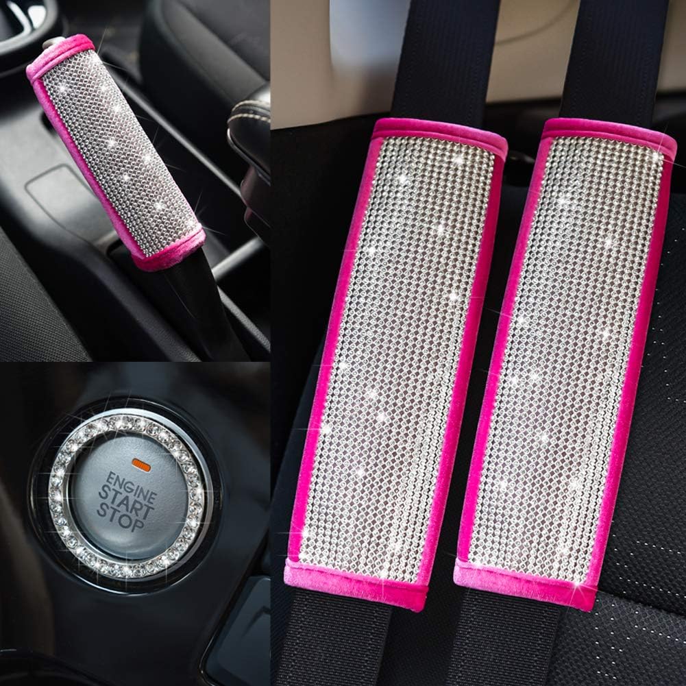 Soft Velvet Seat Belt Shoulder Pads with Rhinestones 4 Pack Set G813018