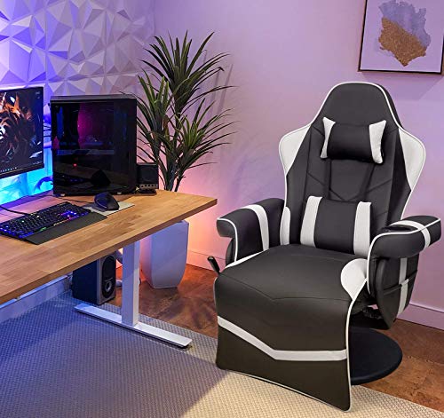 Black Pu Leather Ergonomic Reclining Gaming Sofa Chair with Footrest A718