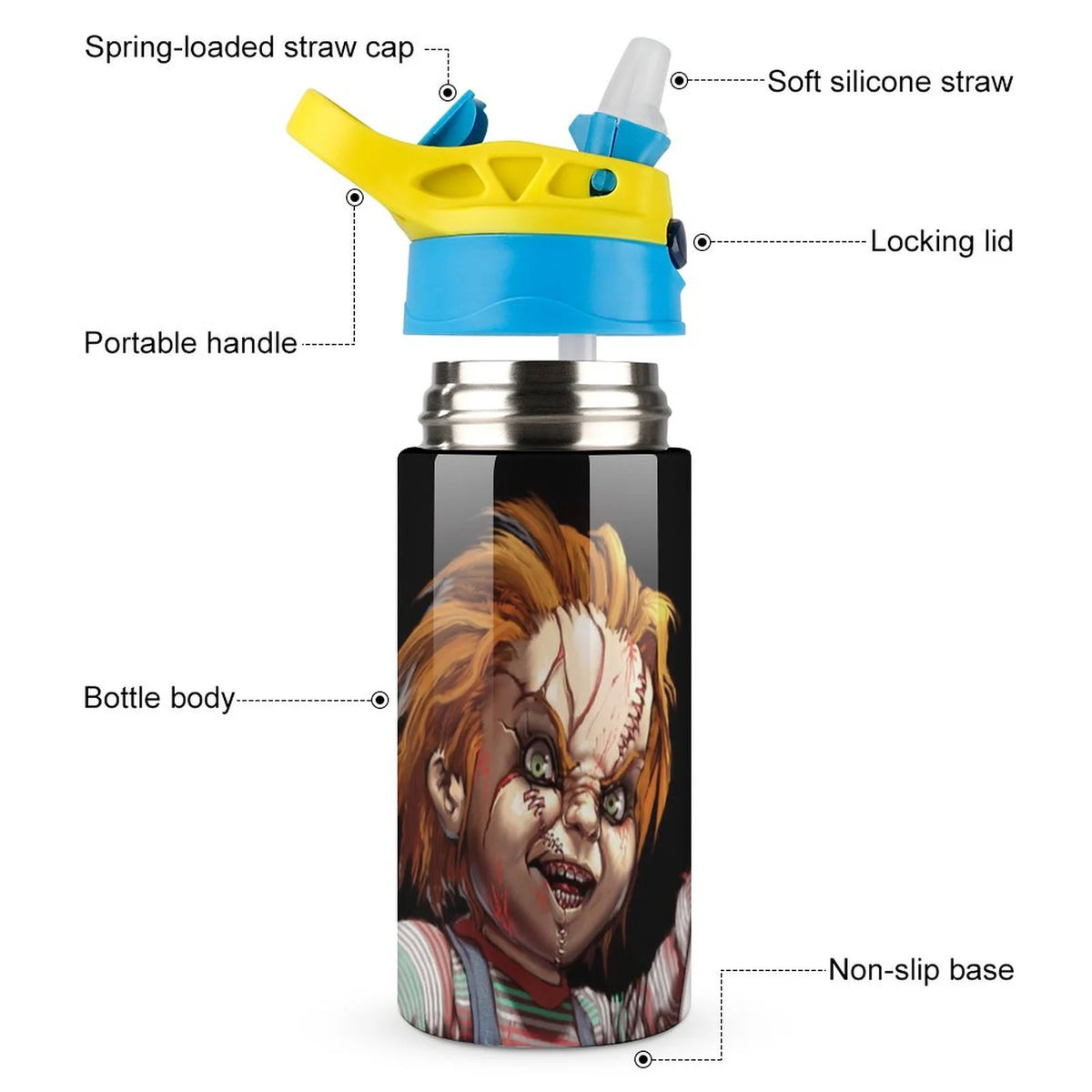 Insulated Stainless Steel Water Bottle with Straw A32301