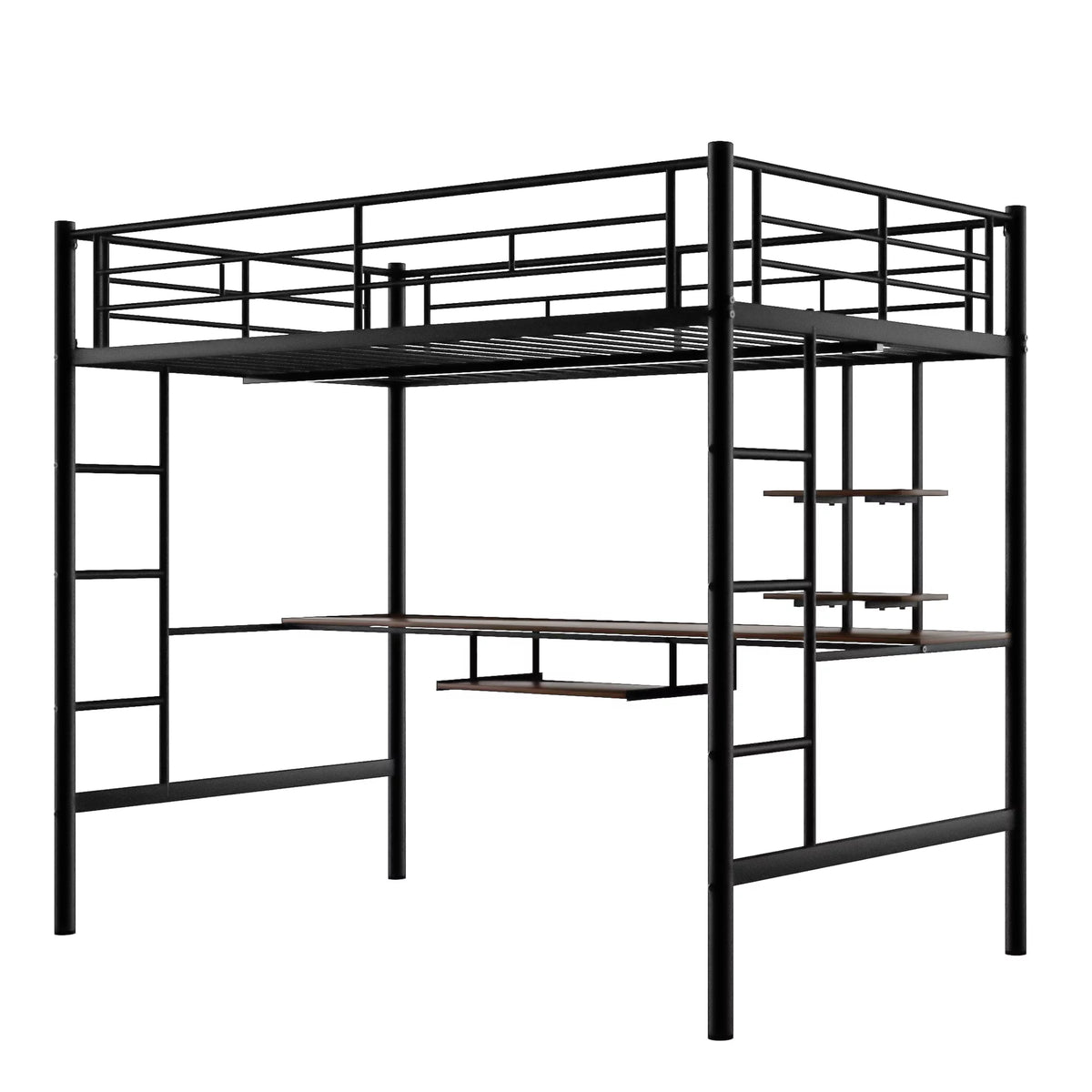 Full Bed with Keyboard Tray, 2 Shelves and Desk S49289