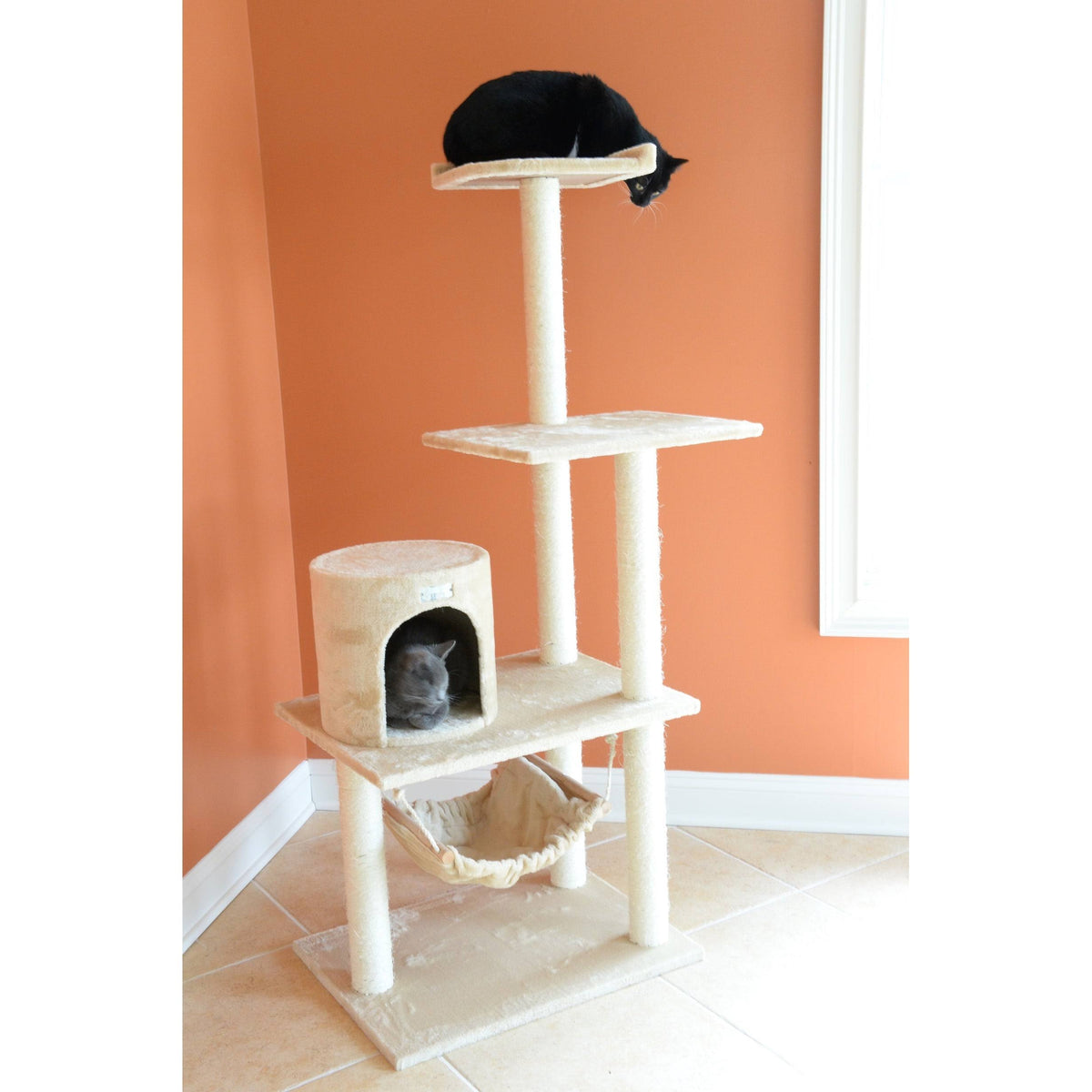 Cat Tree with Hammock 59-Inch Silver Gray M91671