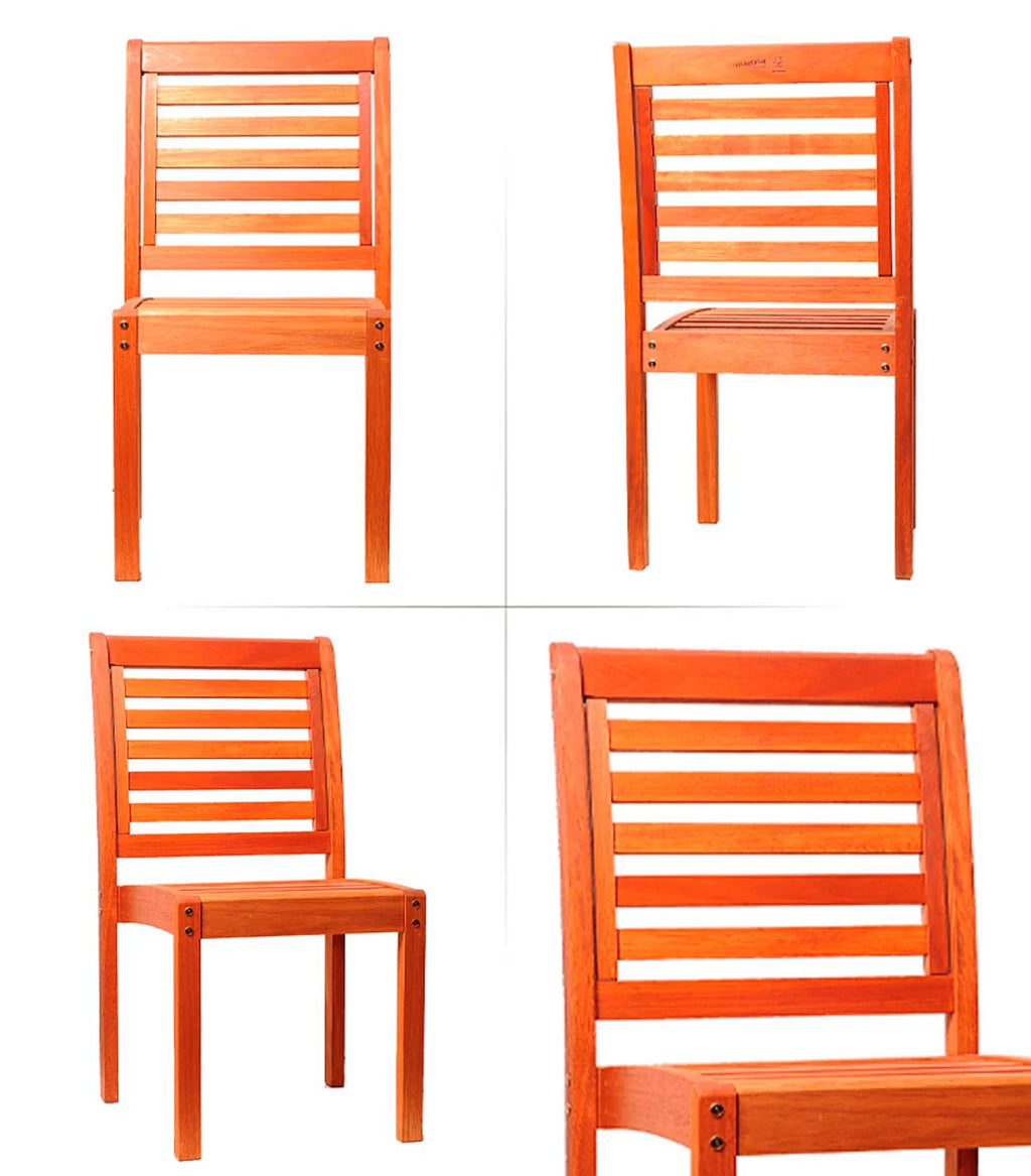 5-Piece Round Eucalyptus Wood Patio Dining Set T872697