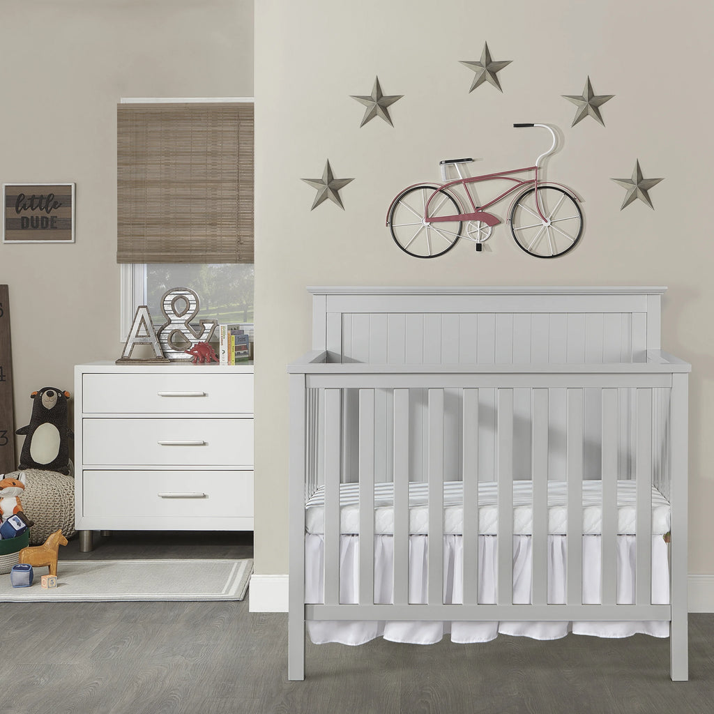 Pebble Grey 4-in-1 Convertible Mini Crib C6417