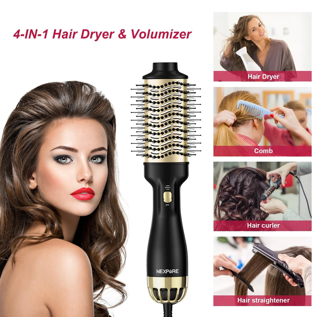 4 in 1 Negative Ion Ceramic Titanium Hot Air Brush T9454