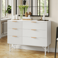 6 Drawer Creamy Wood Dresser with Metal Base F24537
