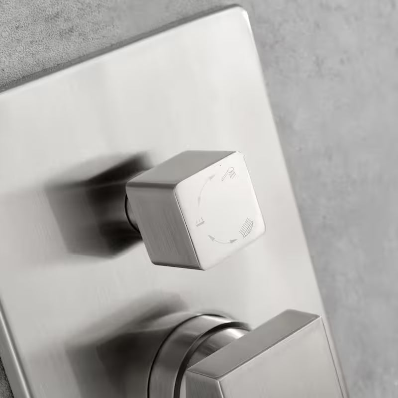 1-Handle 3-Spray Wall Mount Shower Faucet with 9 in. Rainfall Shower Head in Brushed Nickel R782036