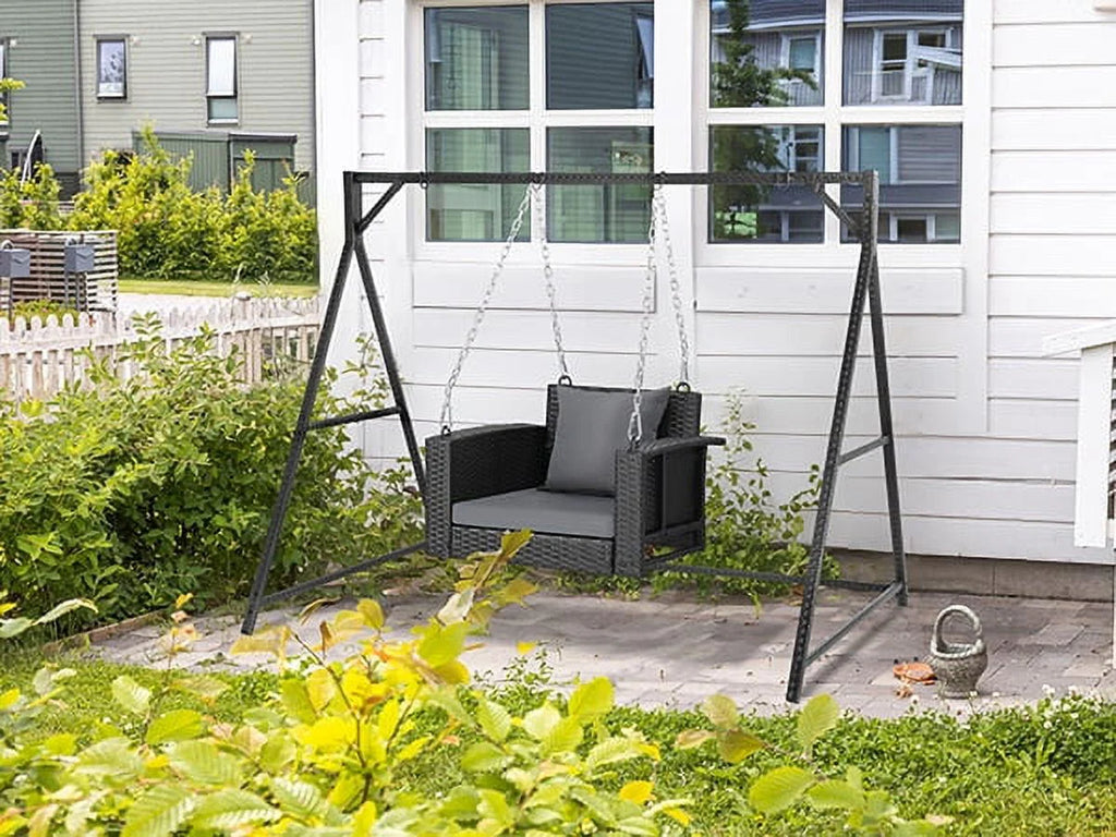 Black Rattan Swing Chair F501086