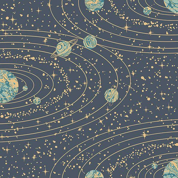 Navy Orbit Celestial Wallpaper Y2764