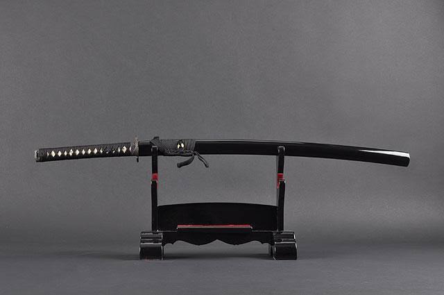 Aluminium Alloy Unsharpened Full Tang Katana with Black Scabbard W676
