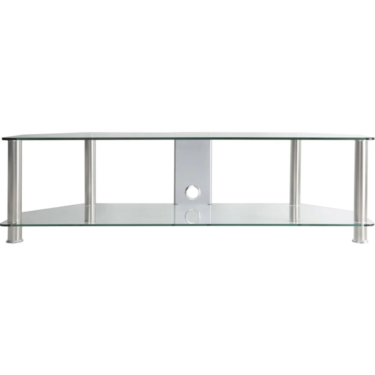 Black Corner Glass TV Stand with Cable Management L777383