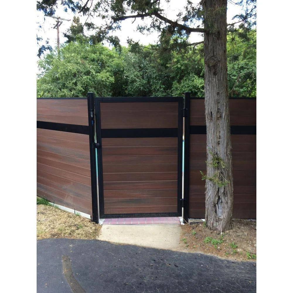 Black Aluminum/Composite Adjustable Fence Gate C762976