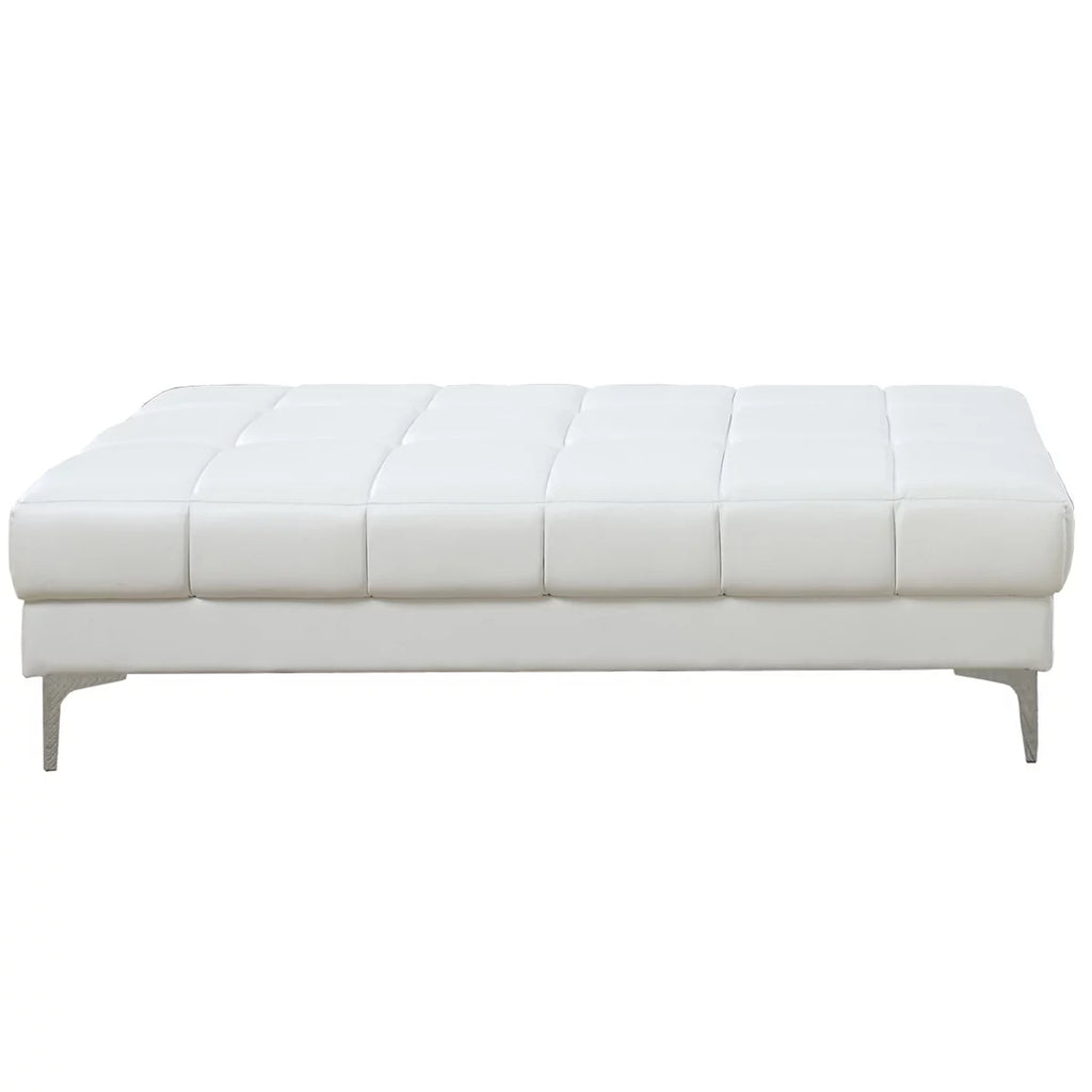 White Bonded Leather Cocktail Ottoman P330